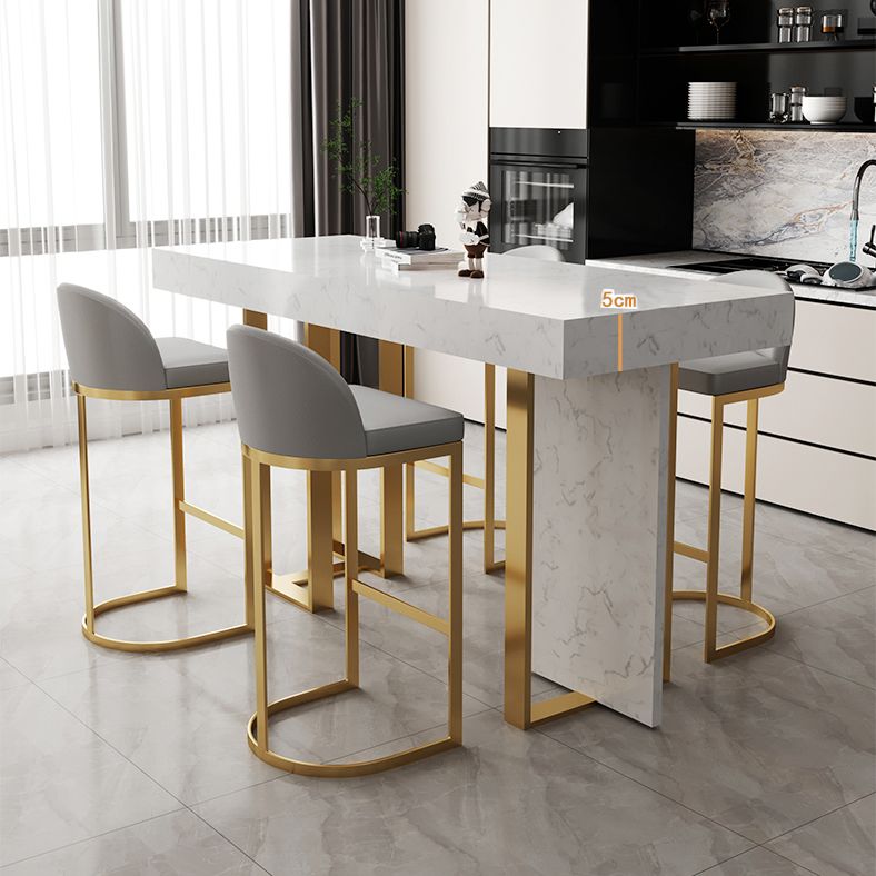 Glam Iron Bar Dining Table with White Stone Top Rectangle Indoor Bistro Table Clearhalo 'Bar Furniture' 'Bar Tables' 'bar_tables' 'furn' 'furn_bar_tables' 'Furniture' 'furniture_bar_tables' 'Kitchen & Dining Furniture' 1200x1200_8ebed762-43d6-4a91-b456-b34caeb5f2bd