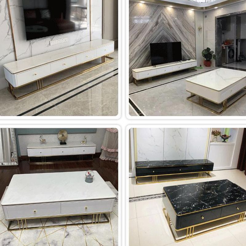 Glamstil Stone TV stehen schwarz -weiß -Fernsehschrank mit Schubladen