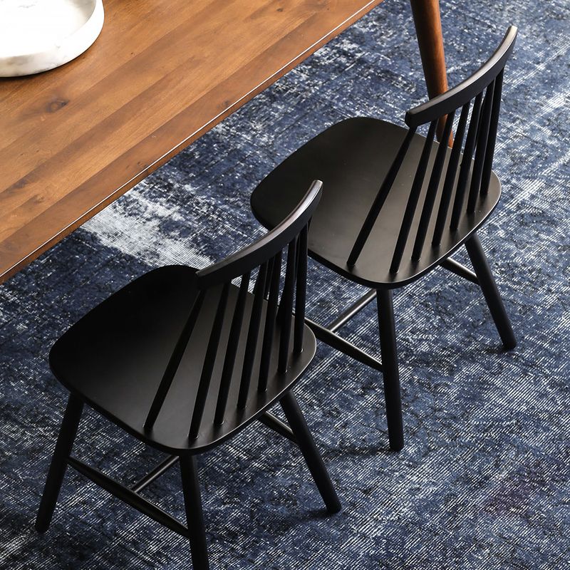 ダイニングルームアームレスダイニングチェアホームスラットバックソリッドウッドチェア