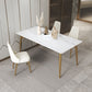 Traditional Luxury Dining Table White Sintered Stone 4 Legs Table with Gold Frame Clearhalo 'Dining Tables & Seating' 'Dining Tables' 'dining_table' 'furn' 'furn_dining_table' 'Furniture' 'furniture_dining_table' 'Kitchen & Dining Furniture' 'kitchen' 'kitchen_dining_table' 1200x1200_8ec1e784-c740-42f3-a302-7ad78f3fc16b