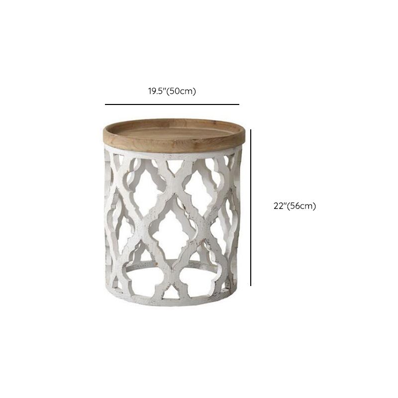 Rustic Drum Side Table Solid Wood Sofa Side Accent Table in Distressed White Clearhalo 'Coffee & Accent Tables' 'End & Side Tables' 'end_side_tables' 'furn' 'furn_end_side_tables' 'Furniture' 'Living Room Furniture' 1200x1200_8ec301f3-d06c-4836-97e5-22a5646c79e6