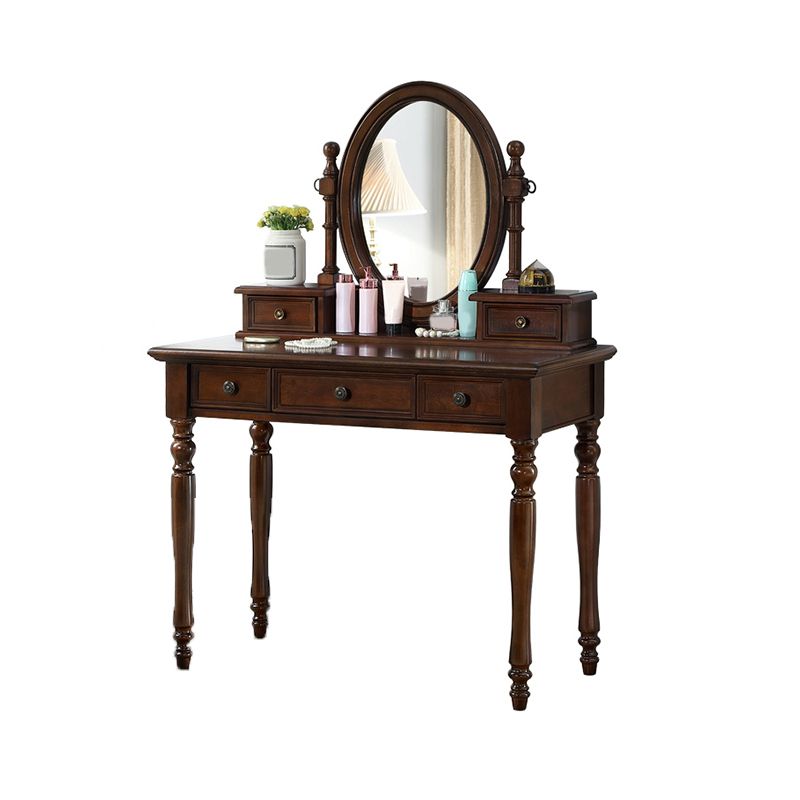 55.1"height Brown/ White Wood Makeup Vanity with Drawers and Mirror Clearhalo 'Bedroom Furniture' 'furn' 'furn_makeup_vanities' 'Furniture' 'Makeup Vanities' 'makeup_vanities' 1200x1200_8ec36970-9045-4fc2-80ca-ea9f2984b278