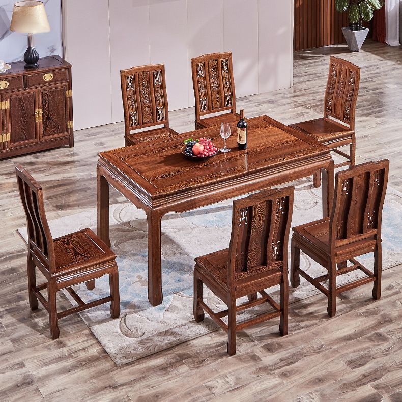 Traditional Style Solid Wood Dining Set with Fixed Rectangle Shape Table and 4 Legs Base Clearhalo 'Dining Room Sets' 'Dining Tables & Seating' 'dining_room_set' 'furn' 'furn_dining_room_set' 'Furniture' 'furniture_dining_room_set' 'Kitchen & Dining Furniture' 'kitchen&dining_furn' 'kitchen' 1200x1200_8ec4be22-cd93-40d6-9e35-faa0e008549d