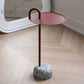 Round Metal Table and Stone Pedestal Base Base Medieval Modern Style Side Table
