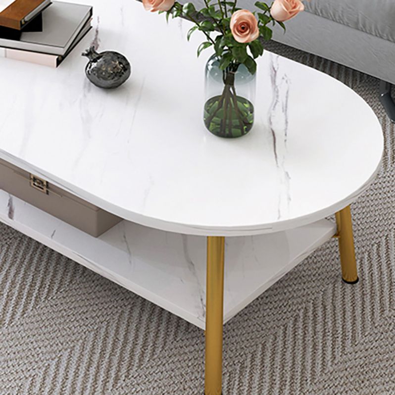 Oval/Round Storage Coffee Table Contemporary 4 Legs Cocktail Table for Home Clearhalo 'Coffee & Accent Tables' 'Coffee Tables' 'coffee_tables' 'Furniture' 'furniture_coffee_tables' 'Living Room Furniture' 1200x1200_8ec5272b-168d-40d8-861e-d11912ef0918