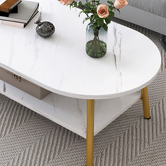 Oval/Round Storage Coffee Table Contemporary 4 Legs Cocktail Table for Home Clearhalo 'Coffee & Accent Tables' 'Coffee Tables' 'coffee_tables' 'Furniture' 'furniture_coffee_tables' 'Living Room Furniture' 1200x1200_8ec5272b-168d-40d8-861e-d11912ef0918