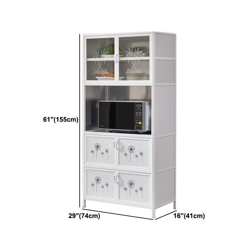 Glass Buffet Server Contemporary Style White Metal Frame Kitchen Server Clearhalo 'buffet_sideboard' 'Buffets & Sideboards' 'furn' 'furn_buffet_sideboard' 'Furniture' 'Kitchen & Dining Furniture' 1200x1200_8ec5c7b6-2111-4fd3-bdf3-8dfba4733dc2