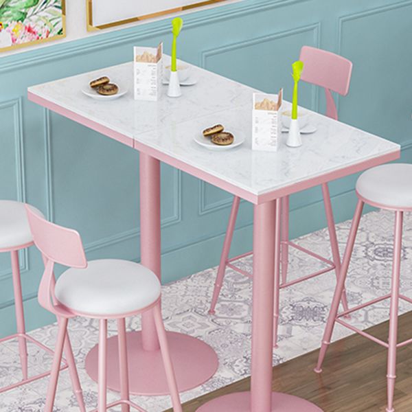 Industrial Metal Pink Bar Table Marble White 23.6"W Top Bistro Table for Cafe Clearhalo 'Bar Furniture' 'Bar Tables' 'bar_tables' 'furn' 'furn_bar_tables' 'Furniture' 'furniture_bar_tables' 'Kitchen & Dining Furniture' 'kitchen&dining_furn' 'kitchen' 1200x1200_8ecb81a9-b6b4-4681-a712-22867e7ab2f6