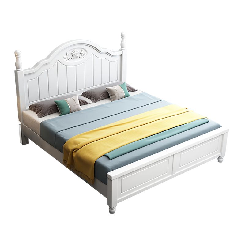 French Country White Standard Bed 46.45" High Bed with Headboard