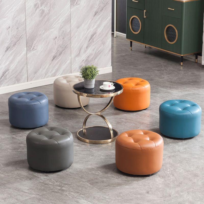 Modern Tufted Ottoman Water Resistant Genuine Leather Round Foot Stool Ottoman Clearhalo 'furn' 'furn_ottomans_poufs' 'Furniture' 'Living Room Furniture' 'Ottomans & Poufs' 'ottomans_poufs' 1200x1200_8ecfd7b9-bd89-4cb6-aac8-03841df16f09