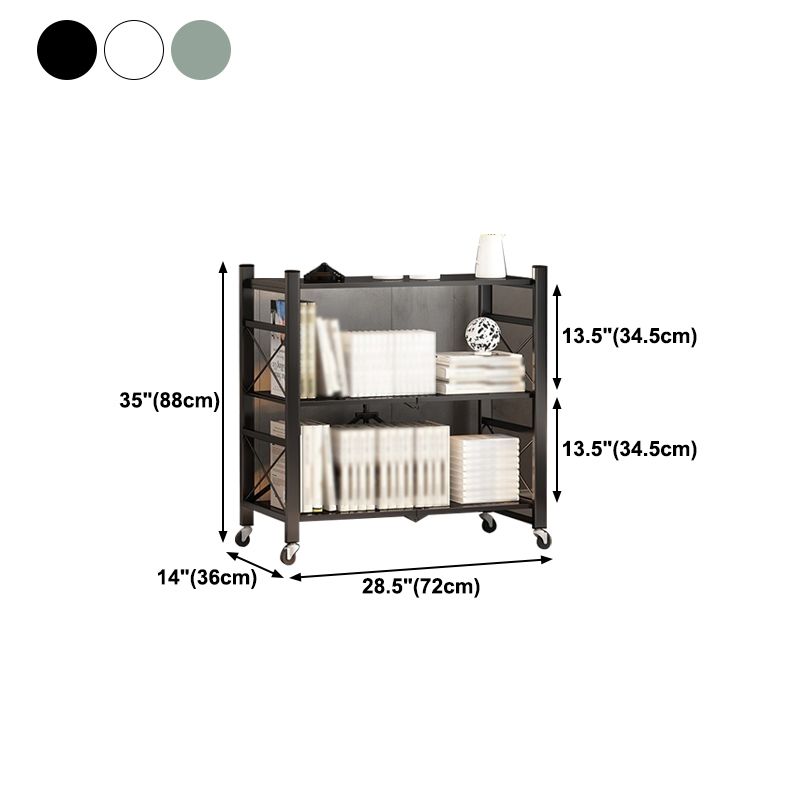 Folding Steel Industrial Etagere Bookshelf Open Bookshelf with Caster Wheels Clearhalo 'Bookcases' 'furn' 'furn_bookcases' 'Furniture' 'furniture_bookcases' 'Office Furniture' 1200x1200_8ed14339-106f-4b77-99be-e8cd088f40a2