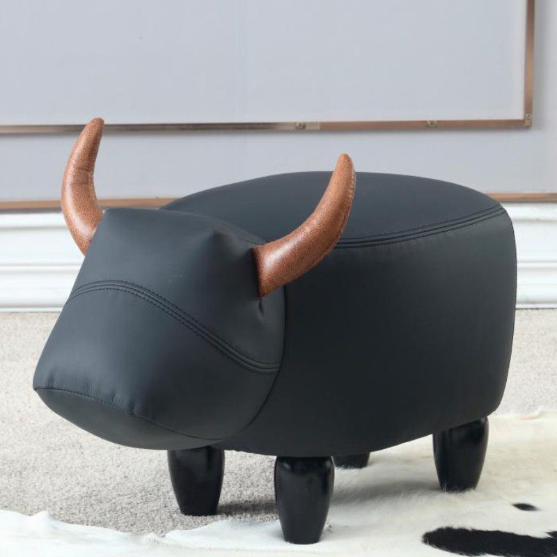 Contemporary Standard Ottoman with Upholstered Faux Leather Top Pouf Clearhalo 'furn' 'furn_ottomans_poufs' 'Furniture' 'Living Room Furniture' 'Ottomans & Poufs' 'ottomans_poufs' 1200x1200_8ed1ae63-01f7-4a00-97b7-9a00e5c62d73