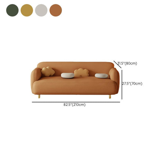Contemporary 27.55" H Faux Leather Recessed Arm Sofa for Living Room