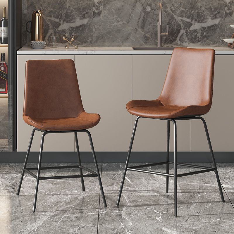Leather Contemporary Counter & Bar Stools Matte Finish Indoor Stools with Metal Frame Clearhalo 'Bar Furniture' 'Bar Stools' 'bar_stools' 'furn' 'furn_bar_stools' 'Furniture' 'Kitchen & Dining Furniture' 1200x1200_8ed6b70c-9755-4168-bc71-0088414d4f54