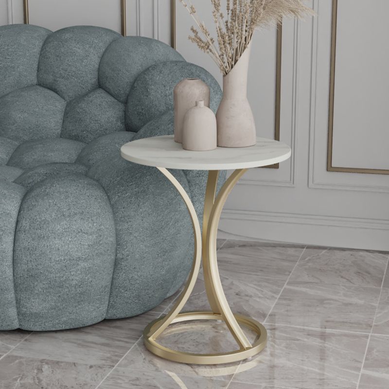 モダンスレートラウンドサイドエンドテーブルフレームベースタイプソファテーブル