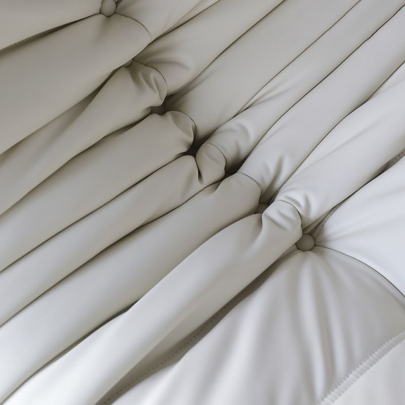 Contemporary Sofa Tufted Split-Back White Seating for Living Room