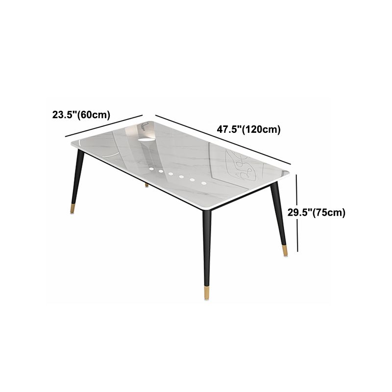 Industrial White Table for Restaurant Rectangle Dining Table with Metal 4 Legs Clearhalo 'Dining Tables & Seating' 'Dining Tables' 'dining_table' 'furn' 'furn_dining_table' 'Furniture' 'furniture_dining_table' 'Kitchen & Dining Furniture' 'kitchen' 'kitchen_dining_table' 1200x1200_8ed923cd-8372-42a8-ba67-3abadeb3209e