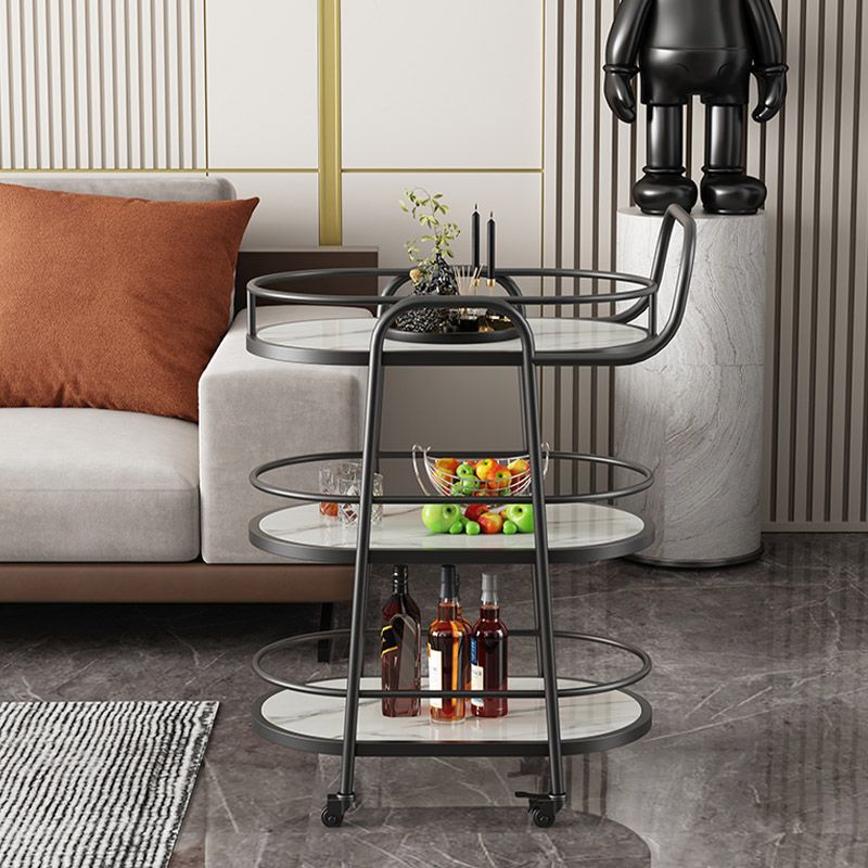 Moderne open opslagbereiding tafel ovale eetkamer keuken trolley