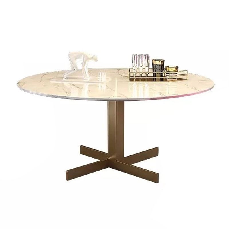 Metal and Stone Table Glam Style Minimalist Round Dining Table for Home Living Room Clearhalo 'Dining Tables & Seating' 'Dining Tables' 'dining_table' 'furn' 'furn_dining_table' 'Furniture' 'Kitchen & Dining Furniture' 1200x1200_8edaf746-f18b-4c44-a429-3162522ee8a2