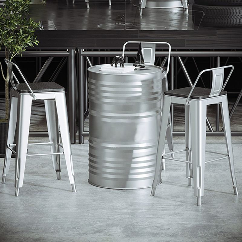 1/3/4 Pieces Industrial Bar Stool and Table Set Silver Iron Bar Set Clearhalo 'Bar Furniture' 'furn' 'furn_home_bar_bar_sets' 'Furniture' 'Home Bars & Bar Sets' 'home_bar_bar_sets' 'Kitchen & Dining Furniture' 1200x1200_8edbbfd7-2a7b-4144-a719-0523269210d7