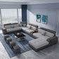 Sectional modular de cuero sintético contemporáneo con brazos cuadrados