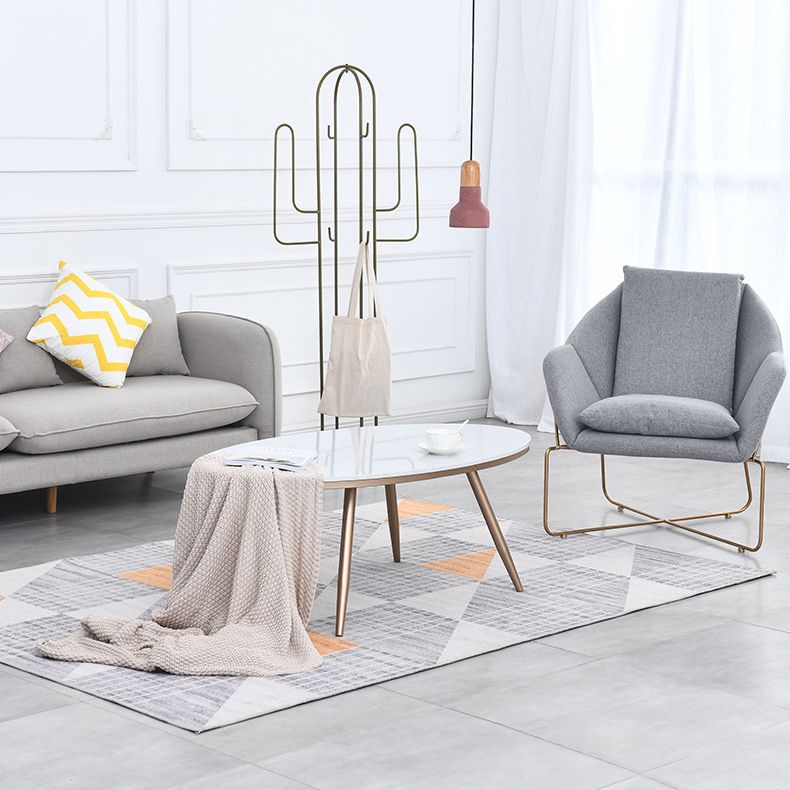 White Oval Stone Top Coffee Table with 4 Iron Legs Single Coffee Table Clearhalo 'Coffee & Accent Tables' 'Coffee Tables' 'coffee_tables' 'furn' 'furn_coffee_tables' 'Furniture' 'Living Room Furniture' 1200x1200_8edc7d3f-56e5-4ac0-b048-6ef83d16c39b