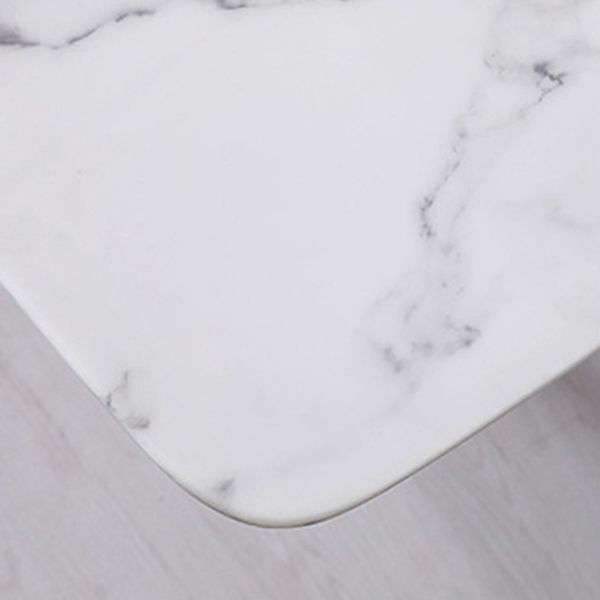Mesa de comedor industrial de piedra sinterizada, mesa rectangular con patas de metal para cocina