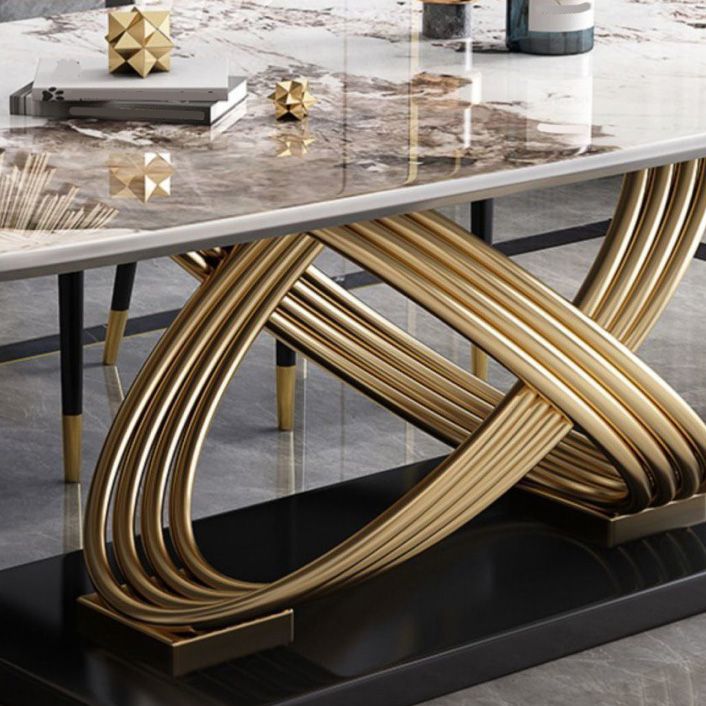 Glam Style Furniture Rectangle Stone Dining Room Table for Dining Room Clearhalo 'Dining Tables & Seating' 'Dining Tables' 'dining_table' 'furn' 'furn_dining_table' 'Furniture' 'Kitchen & Dining Furniture' 1200x1200_8edf00d3-8603-4a53-a272-9bb505739161