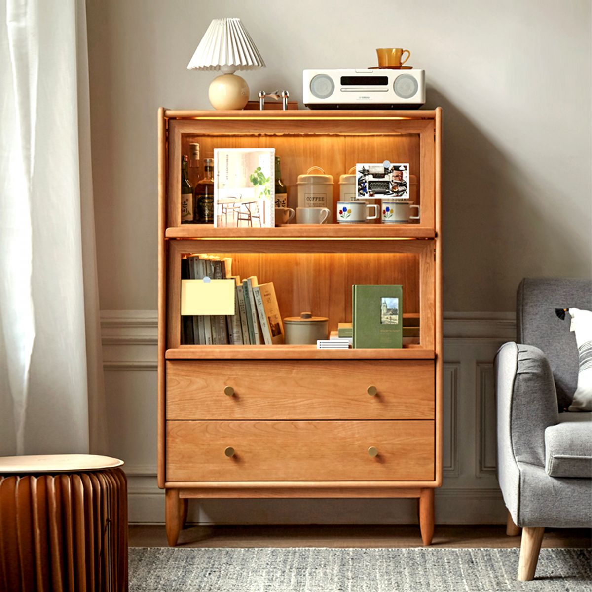 Accento per accento in legno massimo a 2 porte in vetro per la casa