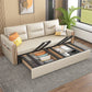 Beige 31.49 "divano letto largo glam divano in pelle finta con cuscino incluso