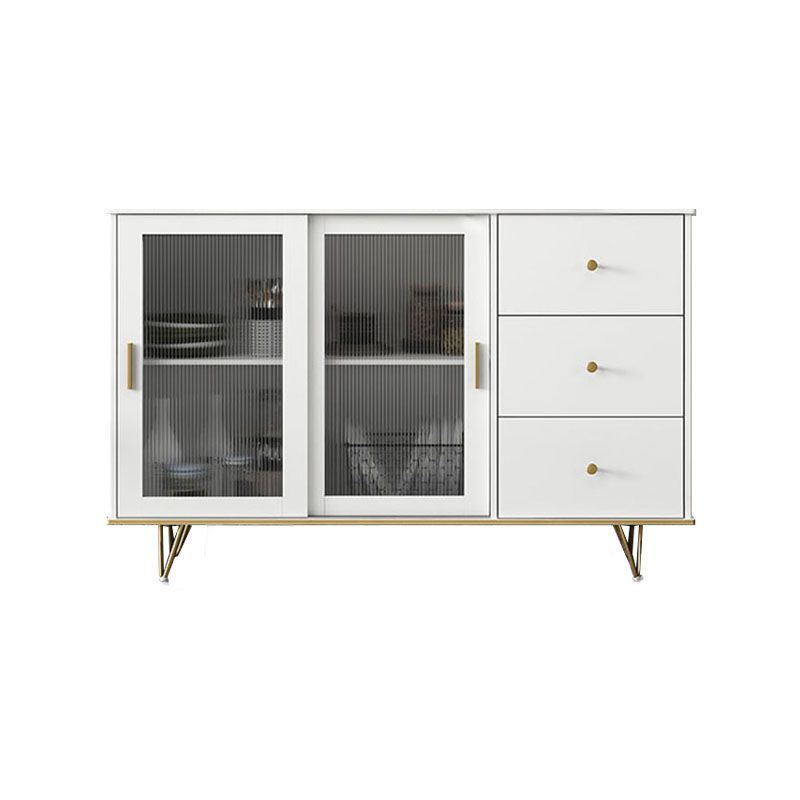 Glam Living Room Buffet Stand MDF Adjustable Shelving Sliding and Glass Doors Credenza Clearhalo 'buffet_sideboard' 'Buffets & Sideboards' 'Furniture' 'furniture_buffet_sideboard' 'Kitchen & Dining Furniture' 1200x1200_8edfb4f9-8804-412c-8834-ba4c864e625c