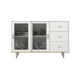 Glam Living Room Buffet Stand MDF Adjustable Shelving Sliding and Glass Doors Credenza Clearhalo 'buffet_sideboard' 'Buffets & Sideboards' 'Furniture' 'furniture_buffet_sideboard' 'Kitchen & Dining Furniture' 1200x1200_8edfb4f9-8804-412c-8834-ba4c864e625c