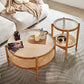 Tropical Round Cocktail Table Glass Top Coffee Cocktail Table with Storage