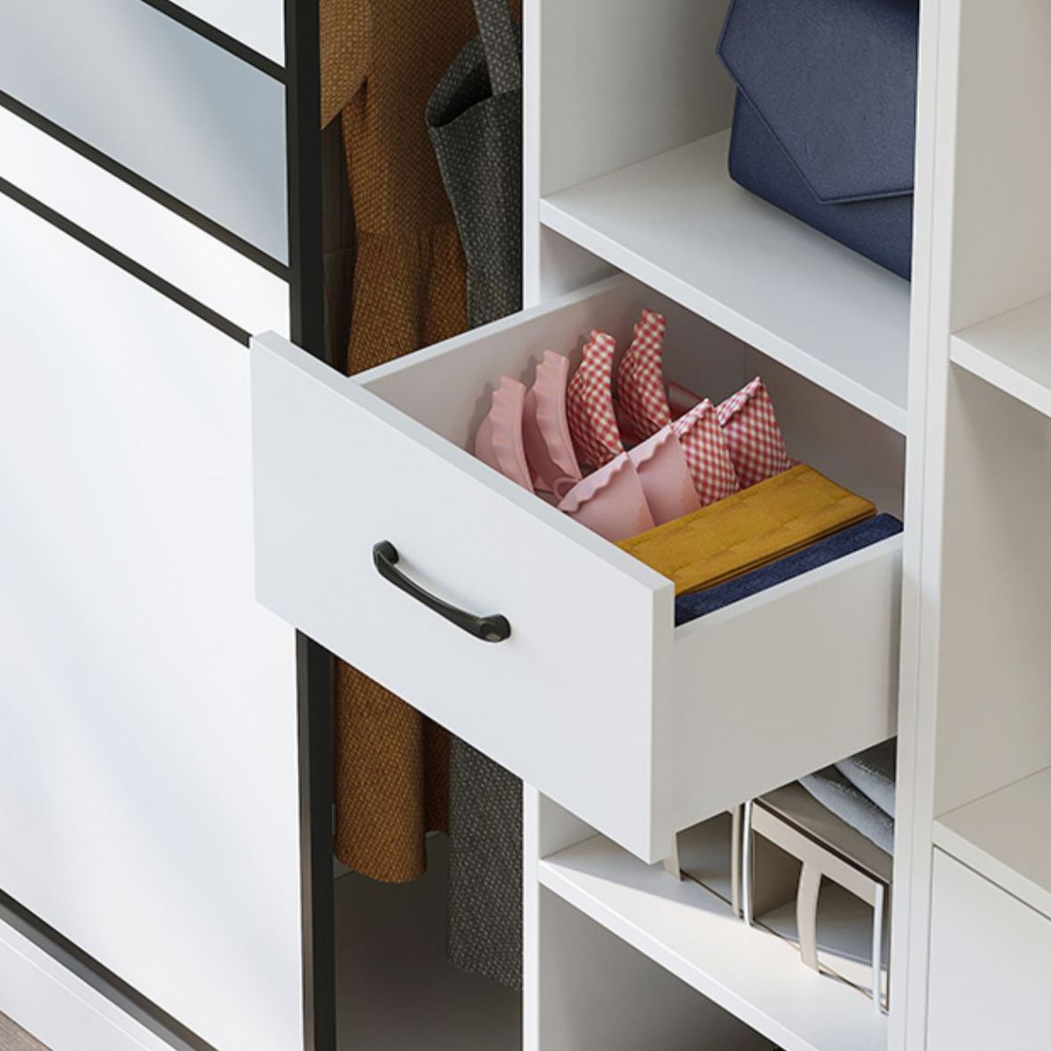 Sliding Wardrobe Armoire with Shelves Engineered Wood Wardrobe Cabinet