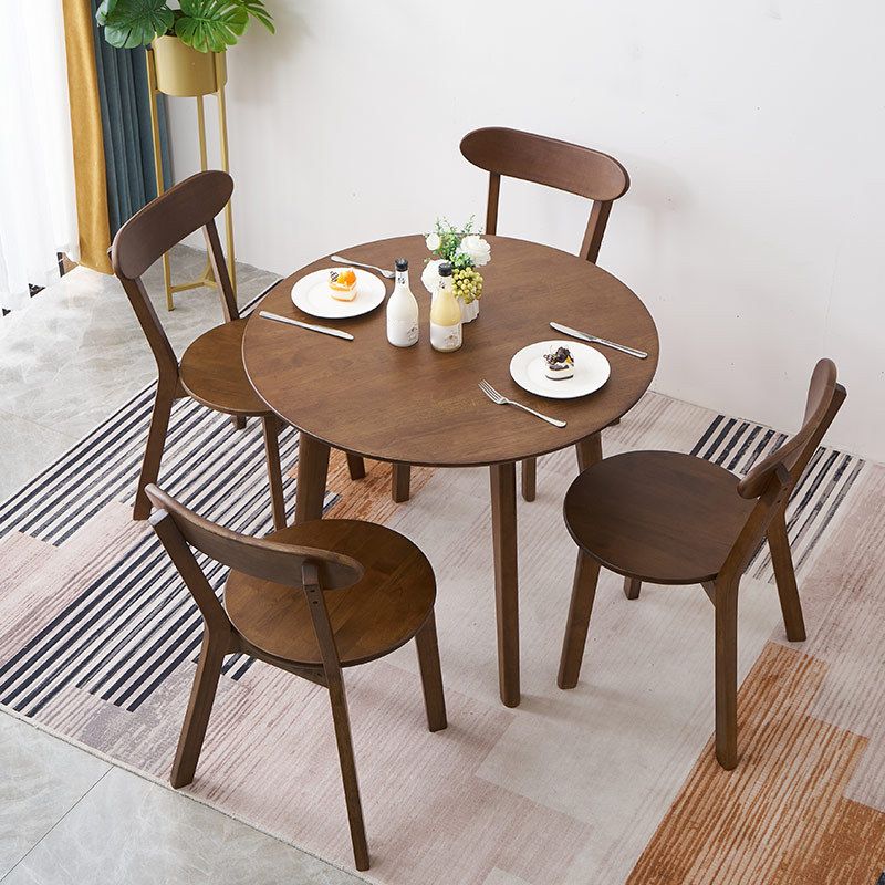 Solid Wood Top Dining Table Round Contemporary Table with 4 Legs Clearhalo 'Dining Tables & Seating' 'Dining Tables' 'dining_table' 'Furniture' 'furniture_dining_table' 'Kitchen & Dining Furniture' 'kitchen' 'kitchen_dining_table' 1200x1200_8ee6f7ba-dda2-41b1-acbc-baacc922c05a