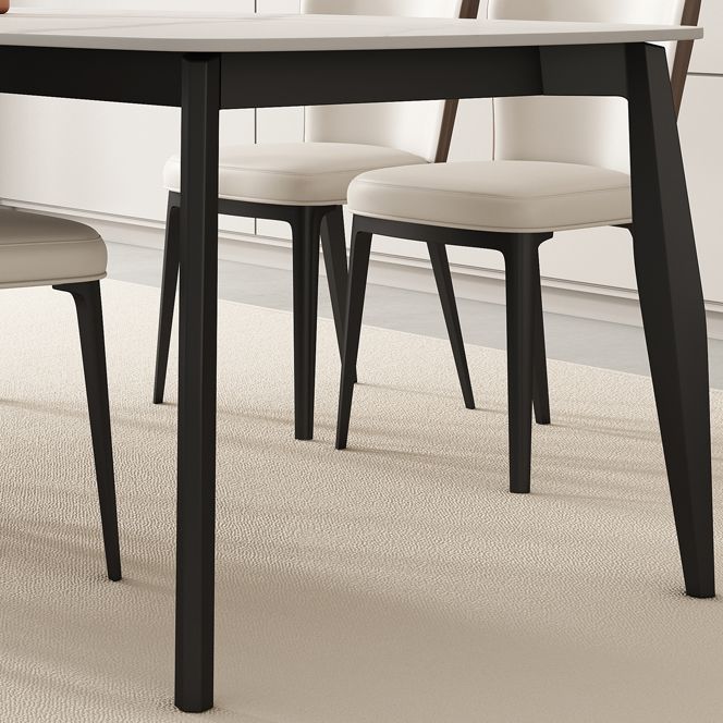 工業長方形のダイナーテーブル三脚ベースダイニングテーブルと白い石の上部