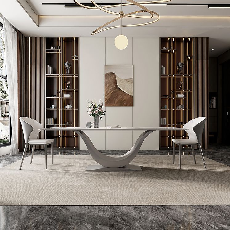 Designer Style Stone Top Dining Set Rectangle 1/3/4/5/7 Pieces Dining Room Table Set Clearhalo 'Dining Room Sets' 'Dining Tables & Seating' 'dining_room_set' 'furn' 'furn_dining_room_set' 'Furniture' 'furniture_dining_room_set' 'Kitchen & Dining Furniture' 1200x1200_8ee8a225-83a8-4042-af71-eda085145fdb