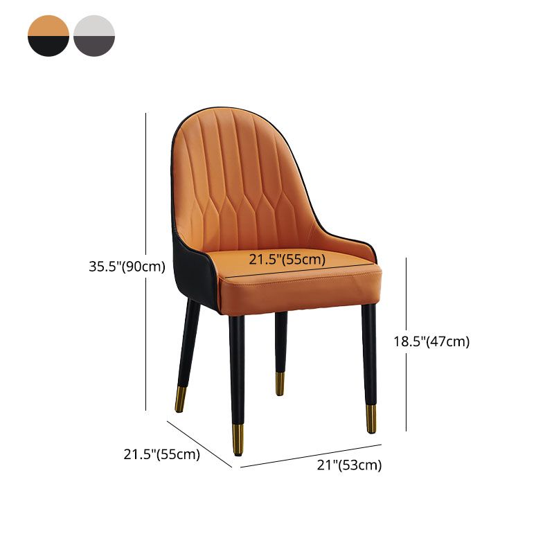 Scandinavian Leather Dining Chairs with Wood Legs Arm Solid Back Dining Side Chair Clearhalo 'Dining Chairs' 'Dining Tables & Seating' 'dining_chair' 'furn' 'furn_dining_chair' 'Furniture' 'furniture_dining_chair' 'Kitchen & Dining Furniture' 1200x1200_8ee94ca1-a88b-47e6-a81b-6d86091b2903