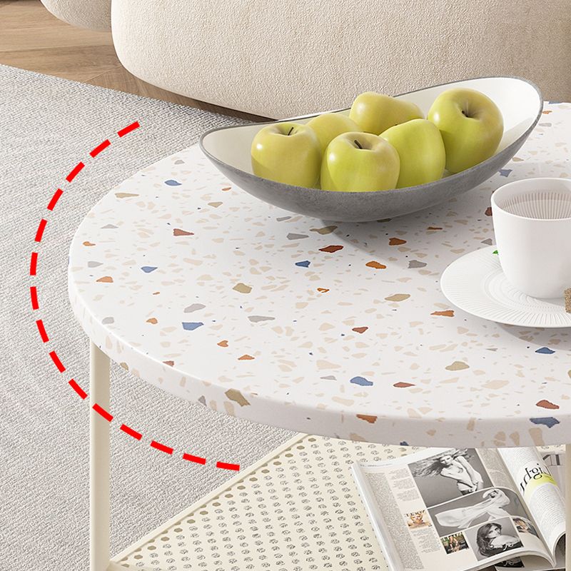 Mesa de centro contemporánea de 17" de alto, mesa de cóctel de café blanca con almacenamiento