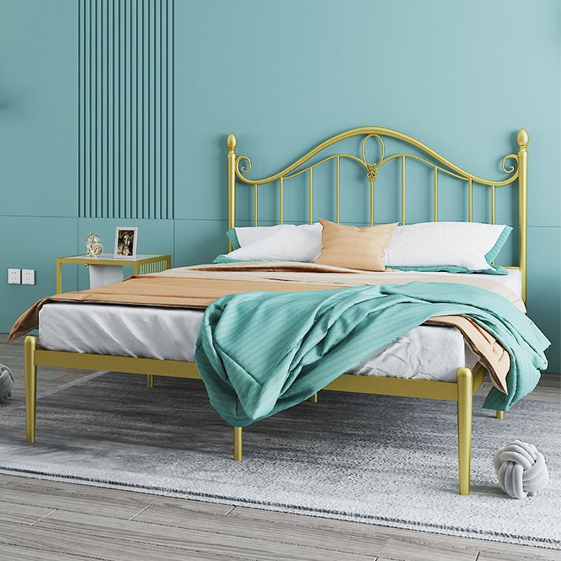 Letto a filo aperto da 45 "a base di metallo standard glam alto con testiera ad arco