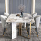 Traditional Luxury Dining Table Rectangle Sintered Stone Dining Table with Gold Frame for Home Clearhalo ' dining_table' 'Dining Tables & Seating' 'Dining Tables' 'furn' 'furn_dining_table' 'Furniture' 'furniture_dining_table' 'Kitchen & Dining Furniture' 'kitchen&dining_furn' 'kitchen' 'kitchen_dining_table' 1200x1200_8eec892b-1894-46ed-b4c4-5fb4f5f5c696