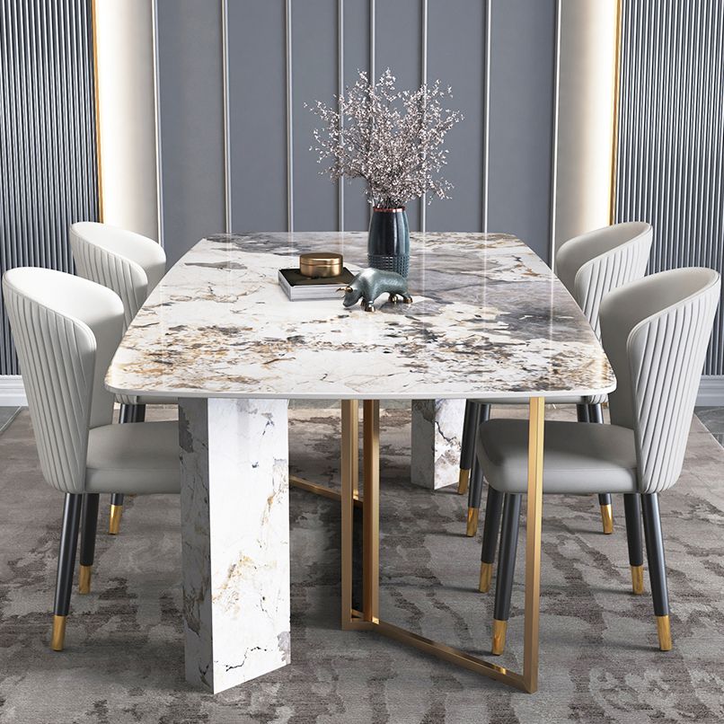 Traditional Luxury Dining Table Rectangle Sintered Stone Dining Table with Gold Frame for Home Clearhalo ' dining_table' 'Dining Tables & Seating' 'Dining Tables' 'furn' 'furn_dining_table' 'Furniture' 'furniture_dining_table' 'Kitchen & Dining Furniture' 'kitchen&dining_furn' 'kitchen' 'kitchen_dining_table' 1200x1200_8eec892b-1894-46ed-b4c4-5fb4f5f5c696