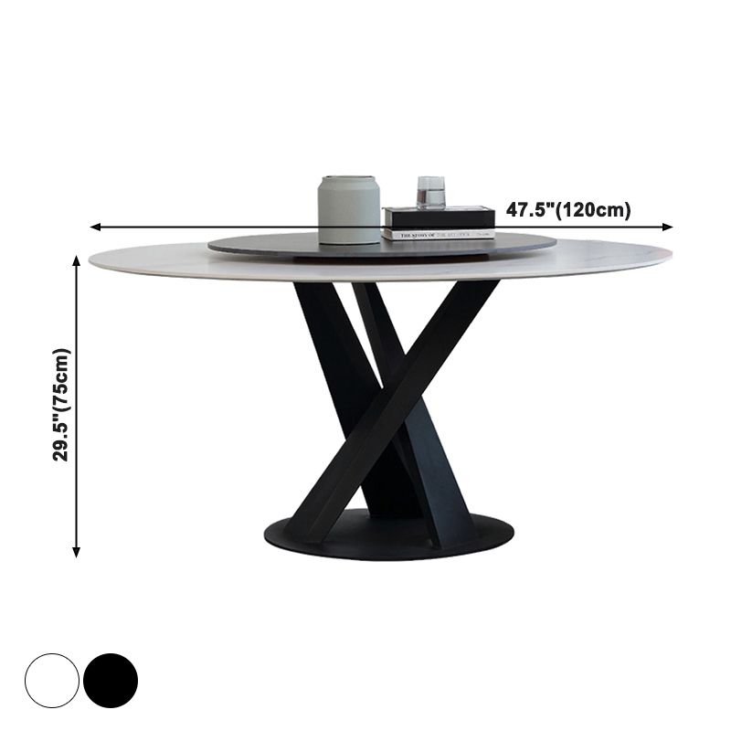 Contemporary Round Dining Table Sintered Stone Table with Black Pedestal Base,47.2"L x 27.6"W x 30"H Clearhalo ' dining_table' 'Dining Tables & Seating' 'Dining Tables' 'furn' 'furn_dining_table' 'Furniture' 'furniture_dining_table' 'Kitchen & Dining Furniture' 'kitchen&dining_furn' 'kitchen' 'kitchen_dining_table' 1200x1200_8ef09d8b-4501-4b60-b374-d375223b6b4a