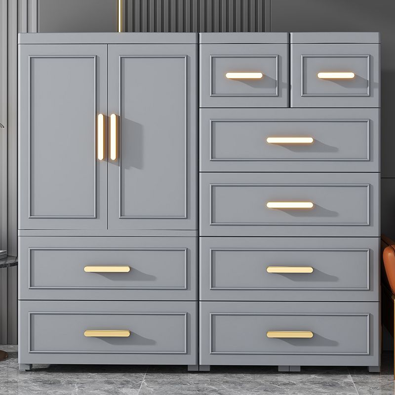 Plastic Wardrobe Cabinet with Drawer Modern Hinged Wardrobe Closet