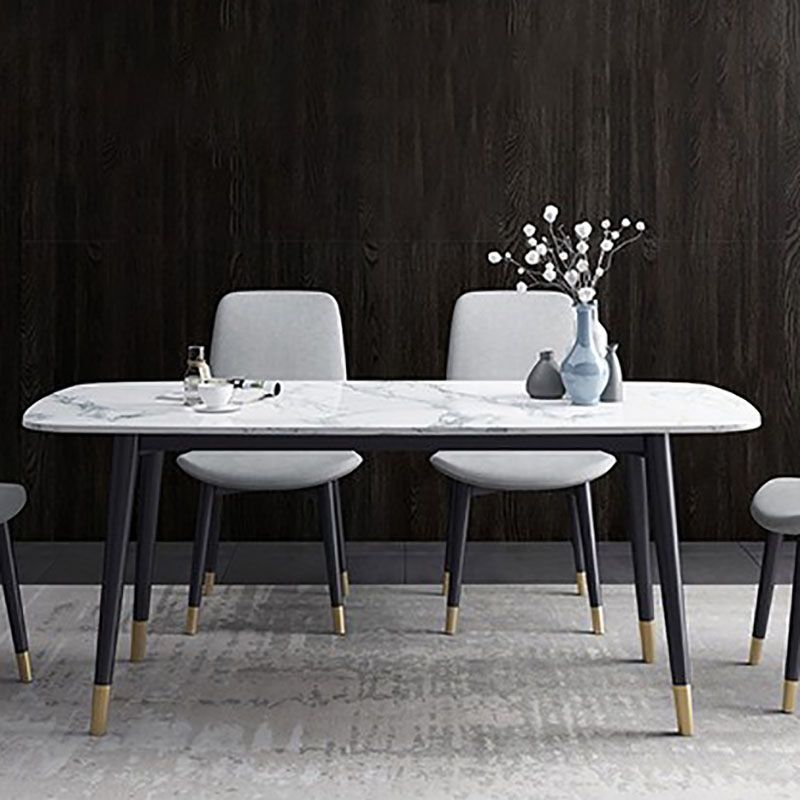Stone Top Dining Table Mid-Century Modern Table with 4 Wood Legs Clearhalo 'Dining Tables & Seating' 'Dining Tables' 'dining_table' 'furn' 'furn_dining_table' 'Furniture' 'Kitchen & Dining Furniture' 1200x1200_8ef5290f-07ff-4940-b302-b55c53a21ae4