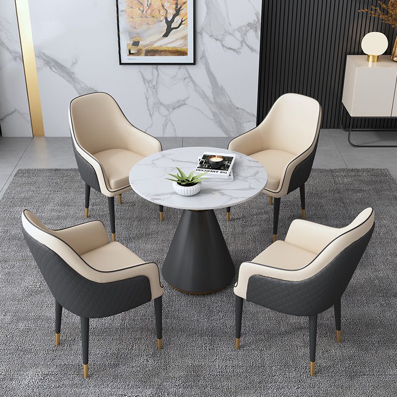 Modern Round Shape Kitchen Dining Table Sintered Stone Top Dining Table with Pedestal Base Clearhalo ' dining_table' 'Dining Tables & Seating' 'Dining Tables' 'furn' 'furn_dining_table' 'Furniture' 'furniture_dining_table' 'Kitchen & Dining Furniture' 'kitchen&dining_furn' 'kitchen' 'kitchen_dining_table' 1200x1200_8ef82d96-f2a6-4092-98fa-91e61ae9e2ac