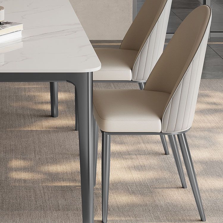 Glam -eetkamer zijstoel metalen benen Parsons Dining Armloze stoel