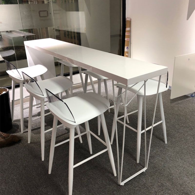 Industrial Style Bar Table 42-inch Height White Wood Top Metal Base Bistro Table Clearhalo 'Bar Furniture' 'Bar Tables' 'bar_tables' 'furn' 'furn_bar_tables' 'Furniture' 'furniture_bar_tables' 'Kitchen & Dining Furniture' 'kitchen&dining_furn' 'kitchen' 1200x1200_8ef9f5ff-1fb4-4542-925c-8ef4fb9dd4bd