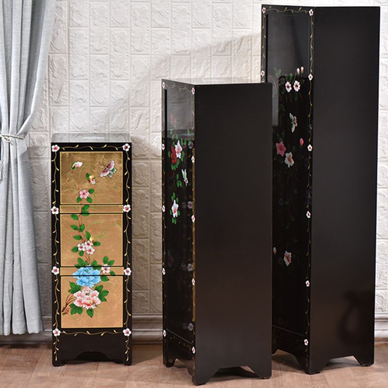 Traditionele verticale slaapkamerkist houten opbergkist met laden