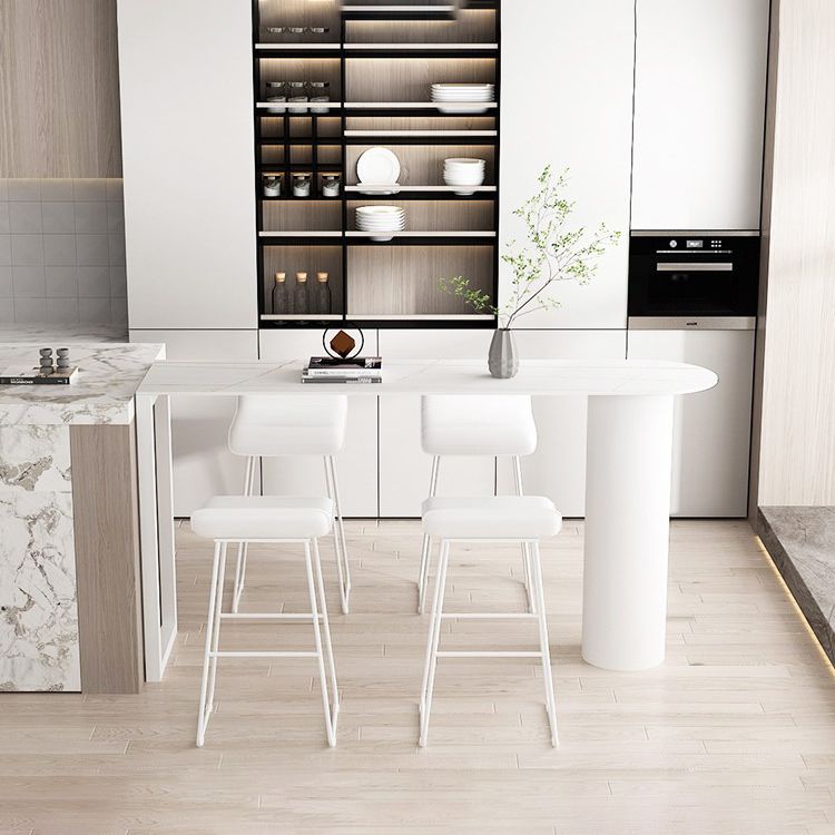 Round Corners Stone Top Bar Table Metal Base Pub Table for Kitchen Clearhalo 'Bar Furniture' 'Bar Tables' 'bar_tables' 'furn' 'furn_bar_tables' 'Furniture' 'furniture_bar_tables' 'Kitchen & Dining Furniture' 'kitchen&dining_furn' 'kitchen' 1200x1200_8efae021-af1c-417c-9186-0c797c875f24